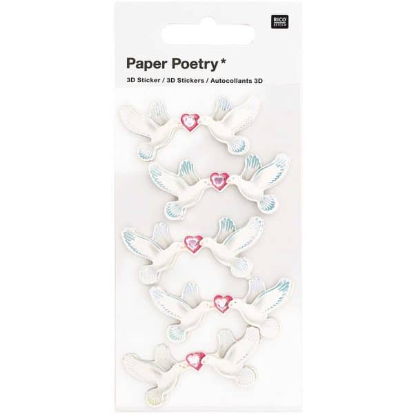 Paper Poetry 3D-Sticker Tauben 5 Stück