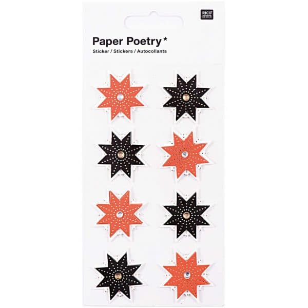 Paper Poetry 3D Sticker Sterne schwarz-rot Hot Foil