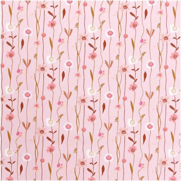 Rico Design Stoffabschnitt Druckstoff Wildblumen rosa 50x140cm