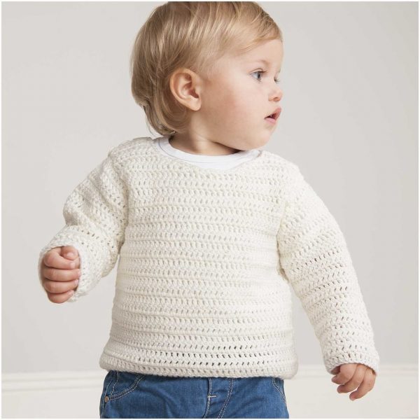 Rico Design Häkelset Babypullover weiß 12teilig