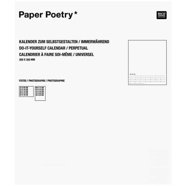 Paper Poetry Bastelkalender immerwährend weiß 30x35cm