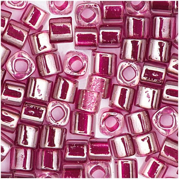 Rico Design itoshii cube Perlen 3x3mm 6g transparent Einzug magenta