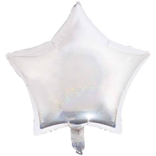 YEY! Let's Party Folienballon Stern silber-holographic klein 36cm