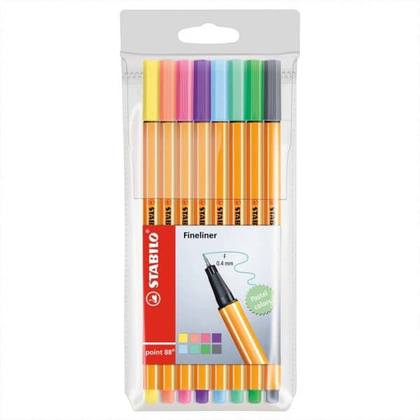 STABILO Point 88 Fineliner Pastell im Etui 8 Farben