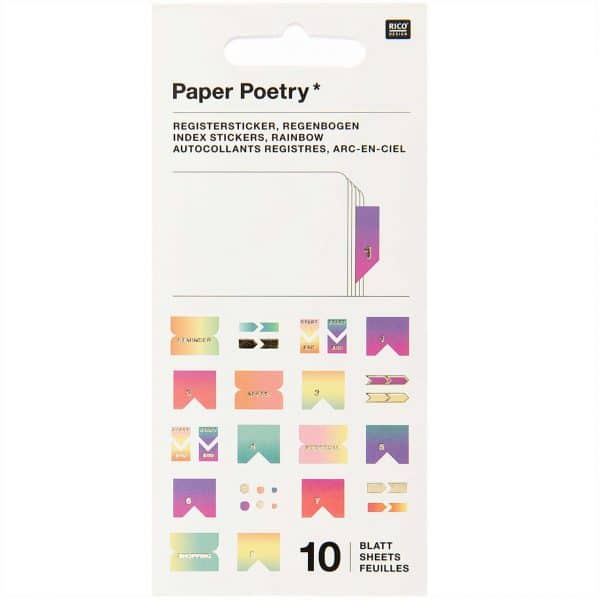 Paper Poetry Stickerbuch Register pastell 10 Blatt