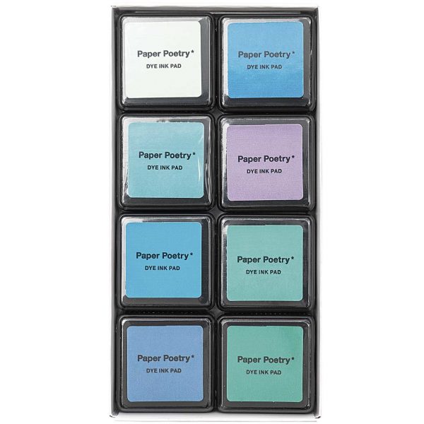 Paper Poetry Tusche-Stempelkissen Set 8 Farben aqua mix