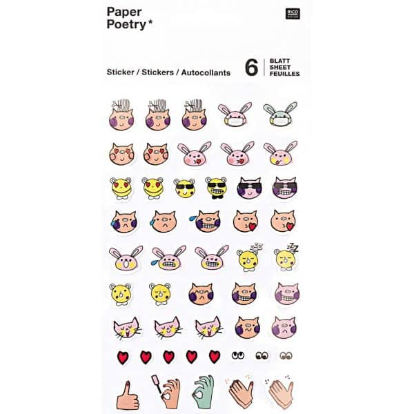 Paper Poetry Sticker Gesichter 6 Blatt