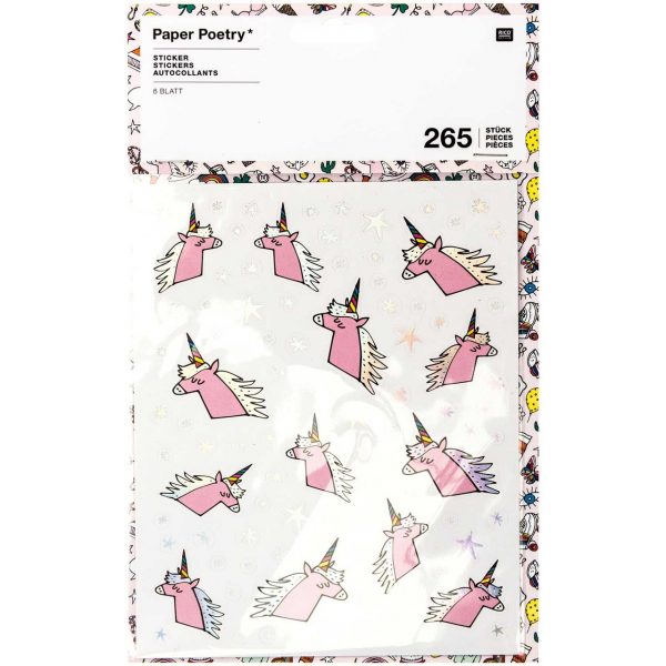 Paper Poetry Sticker Einhorn 6 Blatt