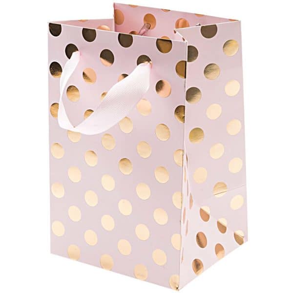 Rico Design Geschenktüte rosa Punkte gold 12x18x10cm