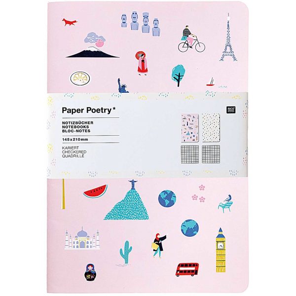 Paper Poetry Notizbücher Travel the World A5 40 Seiten 2 Stück