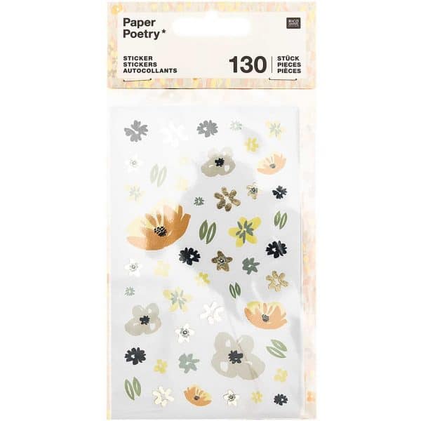 Paper Poetry Sticker Crafted Nature Blume blau 130 Stück