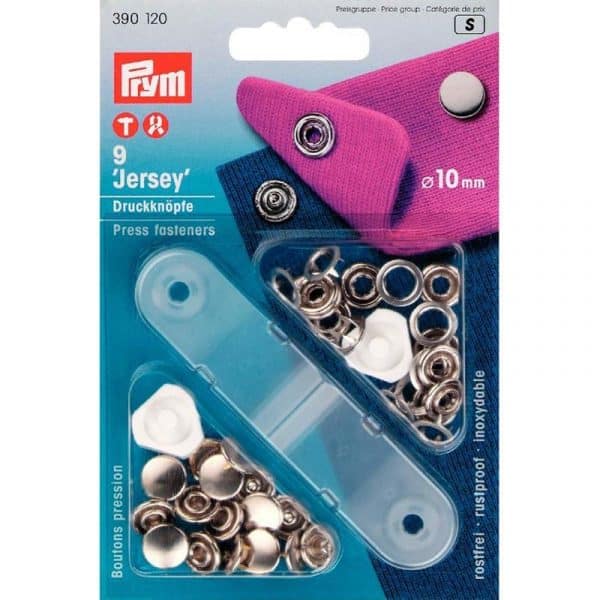 Prym Druckknöpfe Jersey silber 10mm 9 Stück