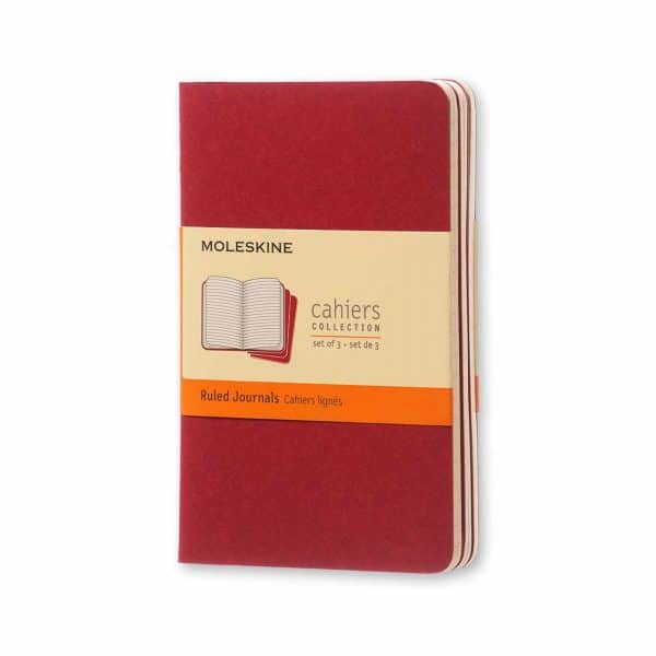 Moleskine Notizbuch Cahier liniert Kartoneinband A6 3 Stück preiselbeerrot