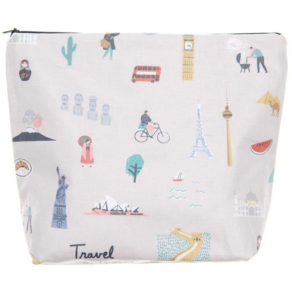 Rico Design Kosmetiktasche Travel the World flieder 28x21x9cm