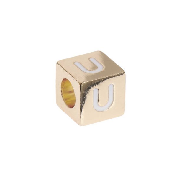 Rico Design itoshii – Ponii Beads Buchstabenwürfel gold 10x10x10mm U