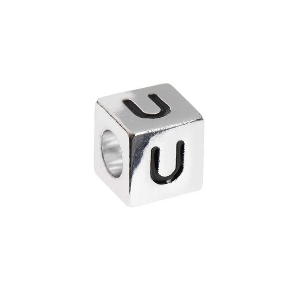 Rico Design itoshii – Ponii Beads Buchstabenwürfel silber 10x10x10mm U