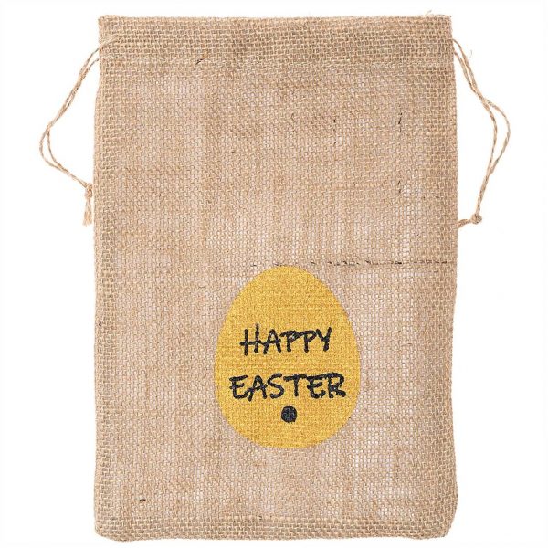 Leinenbeutel Happy Easter natur 28x20cm