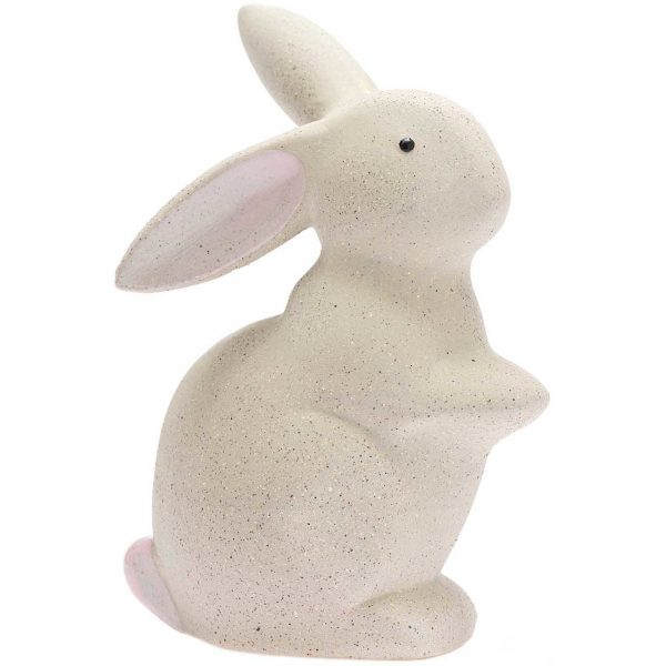 Hase aus Keramik sitzend grau 15cm