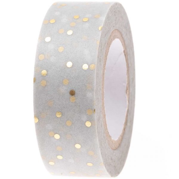 Paper Poetry Tape Punkte grau-gold 1