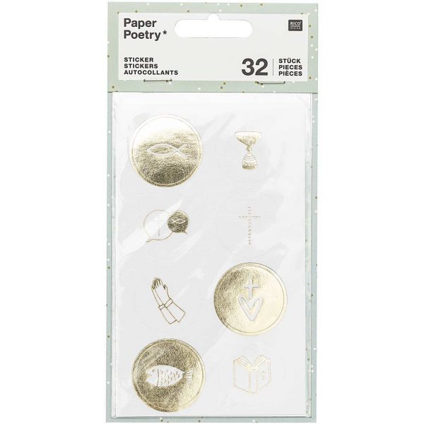 Paper Poetry Sticker Kommunion und Konfirmation gold 4 Blatt