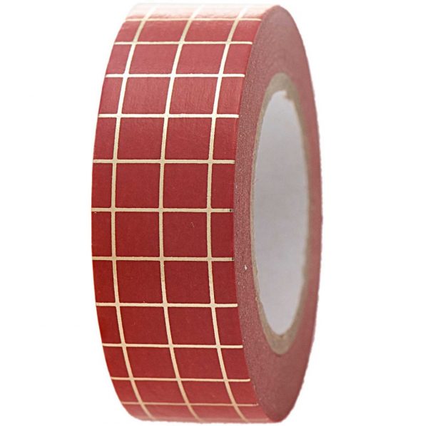 Paper Poetry Tape kariert rot-gold 1